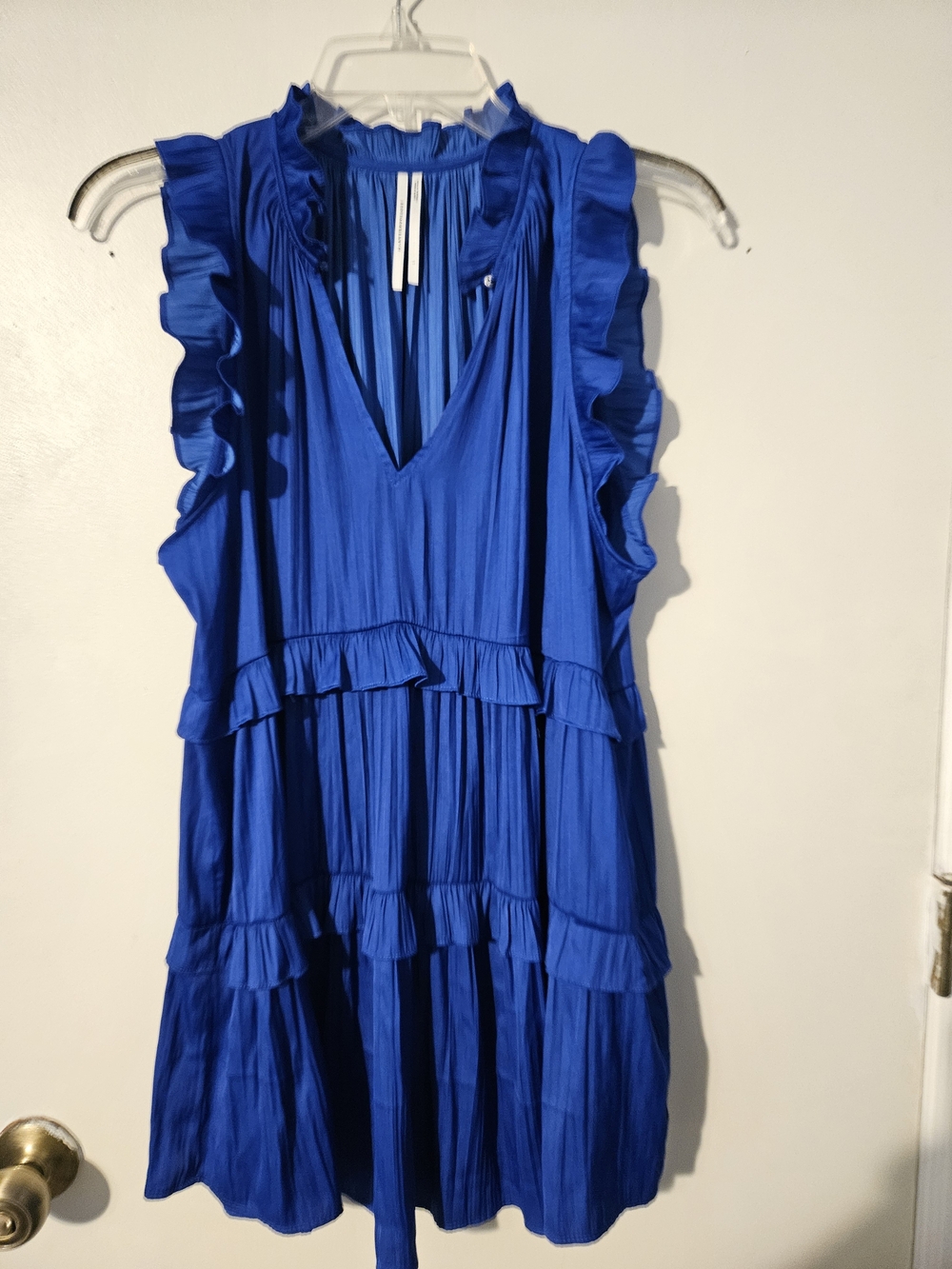 NWOT Anthropologie Royal Blue Ruffled Tiered V-Neck Top